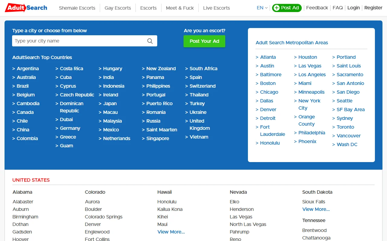 Screenshot: Adultsearch Screenshot of Adultsearch