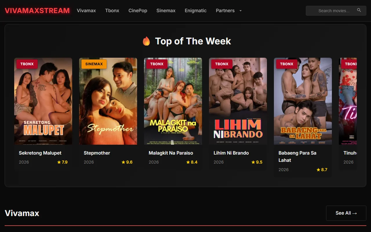 Screenshot of Vivamaxstream Website Review